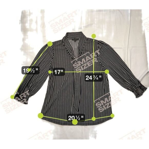 Adrianna Papell Women's Medium Black Striped Three-Quarter Cuff Blouse Shirt 265 - Picture 3 of 7